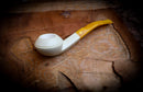Rhodesian Meerschaum, Handmade Squat Bulldog Premium Block Meerschaum Pipe With Leather Case-Astaş Meerschaum