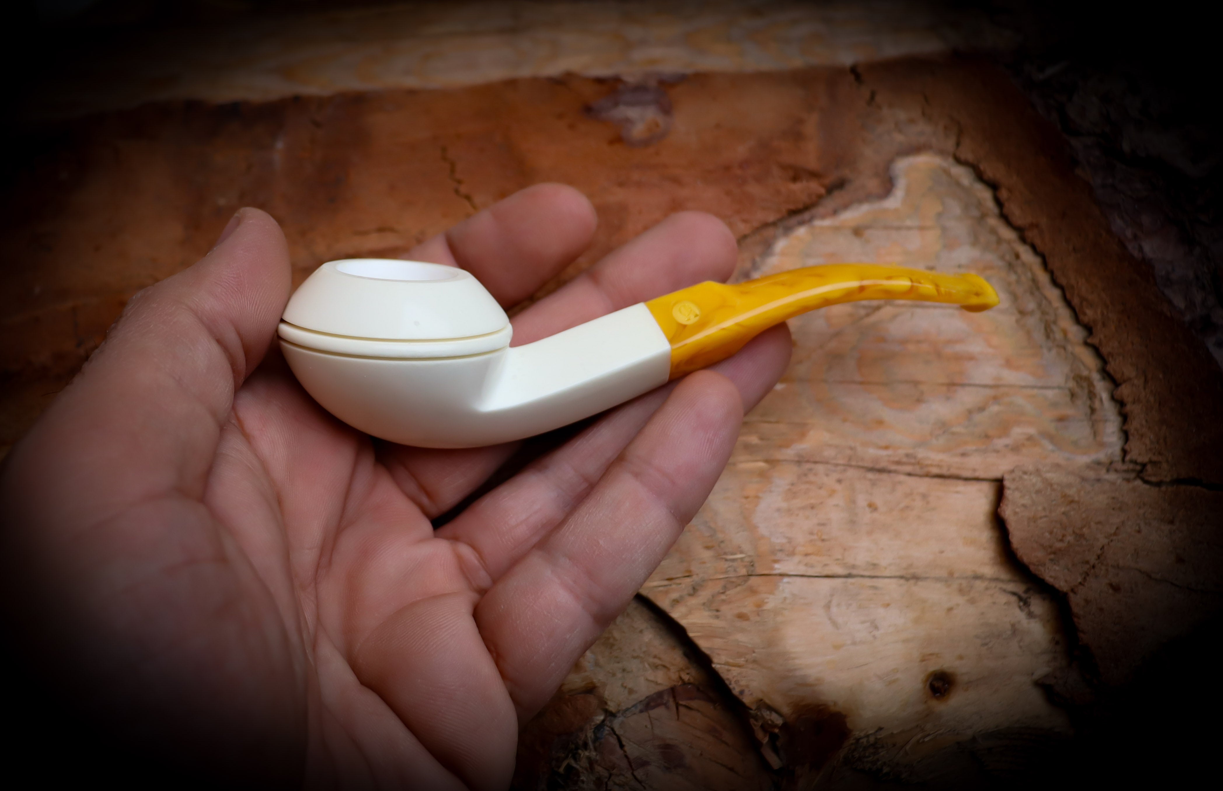 Rhodesian Meerschaum, Handmade Squat Bulldog Premium Block Meerschaum Pipe With Leather Case-Astaş Meerschaum