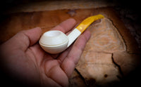 Rhodesian Meerschaum, Handmade Squat Bulldog Premium Block Meerschaum Pipe With Leather Case-Astaş Meerschaum