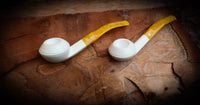 Rhodesian Meerschaum, Handmade Squat Bulldog Premium Block Meerschaum Pipe With Leather Case-Astaş Meerschaum