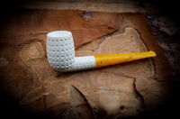Latticed Special Handmade Billard Premium Block Meerschaum Pipe With Leather Box-Astaş Meerschaum
