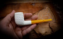 Latticed Special Handmade Billard Premium Block Meerschaum Pipe With Leather Box-Astaş Meerschaum