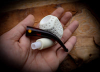 9MM Meerschaum, Embriodered Handmade Panel Premium Block Meerschaum Pipe With Leather Box-Astaş Meerschaum