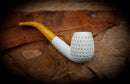 Embriodered Handmade Apple Premium Block Meerschaum Pipe With Leather Box-Astaş Meerschaum