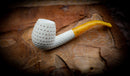 Embriodered Handmade Apple Premium Block Meerschaum Pipe With Leather Box-Astaş Meerschaum