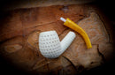 Embriodered Handmade Apple Premium Block Meerschaum Pipe With Leather Box-Astaş Meerschaum