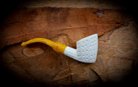Embriodered Special Handmade Panel Premium Block Meerschaum Pipe With Leather Case-Astaş Meerschaum