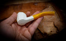 Embriodered Special Handmade Panel Premium Block Meerschaum Pipe With Leather Case-Astaş Meerschaum