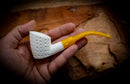 Embriodered Special Handmade Panel Premium Block Meerschaum Pipe With Leather Case-Astaş Meerschaum
