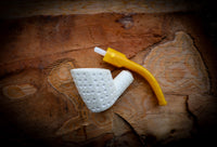 Embriodered Special Handmade Panel Premium Block Meerschaum Pipe With Leather Case-Astaş Meerschaum