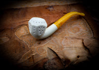 Latticed Handmade Panel Premium Block Meerschaum Pipe With Leather Case-Astaş Meerschaum