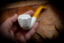 Latticed Handmade Panel Premium Block Meerschaum Pipe With Leather Case-Astaş Meerschaum