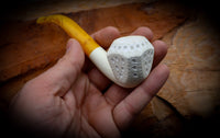 Latticed Handmade Panel Premium Block Meerschaum Pipe With Leather Case-Astaş Meerschaum