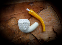Latticed Handmade Panel Premium Block Meerschaum Pipe With Leather Case-Astaş Meerschaum