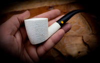 9MM Rustic Patterned Panel Premium Block Meerschaum Pipe With Leather Case- Astaş Meerschaum