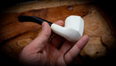 9MM Rustic Patterned Panel Premium Block Meerschaum Pipe With Leather Case- Astaş Meerschaum