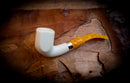 Silver Smooth Special Handmade Premium Block Panel Meerschaum Pipe With Leather Case-Astaş Meerschaum