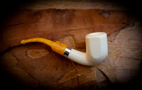 Silver Smooth Special Handmade Premium Block Panel Meerschaum Pipe With Leather Case-Astaş Meerschaum