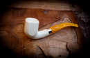 Silver Smooth Special Handmade Premium Block Panel Meerschaum Pipe With Leather Case-Astaş Meerschaum