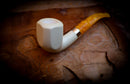 Silver Smooth Special Handmade Premium Block Panel Meerschaum Pipe With Leather Case-Astaş Meerschaum