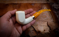 Silver Smooth Special Handmade Premium Block Panel Meerschaum Pipe With Leather Case-Astaş Meerschaum