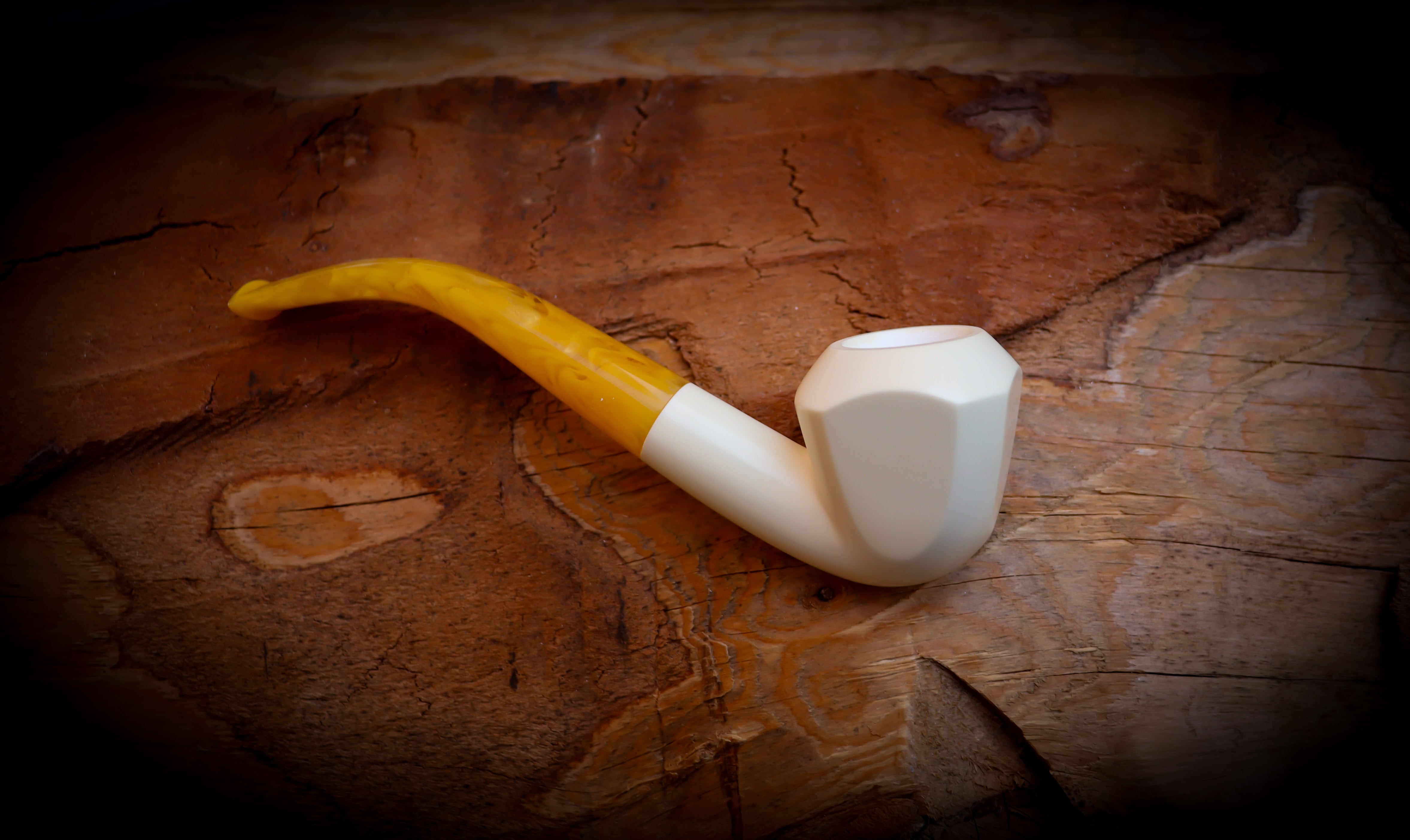 Smooth Special Handmade Panel Premium Block Meerschaum Pipe With Leather Case- Astaş Meerschaum
