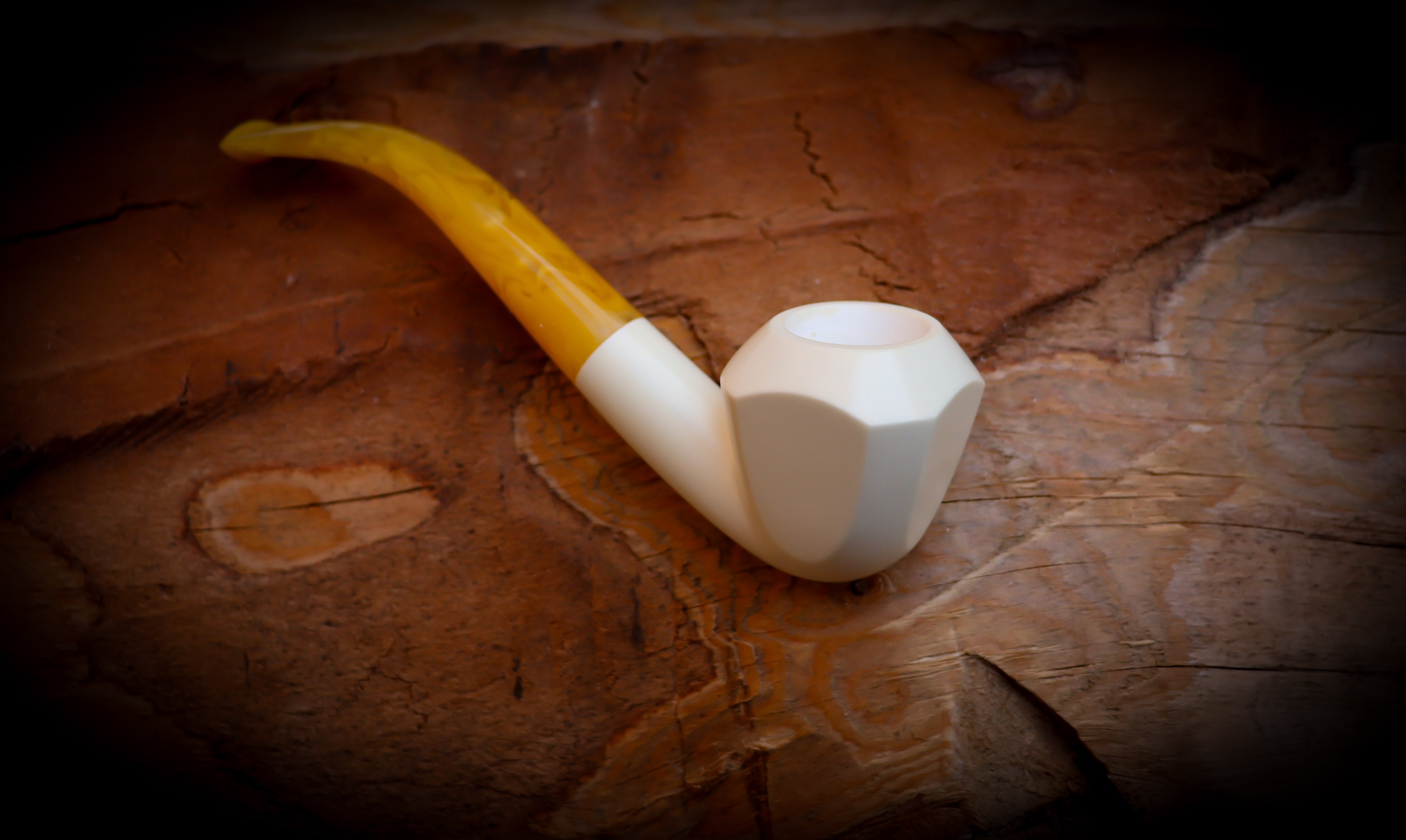 Smooth Special Handmade Panel Premium Block Meerschaum Pipe With Leather Case- Astaş Meerschaum