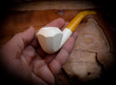 Smooth Special Handmade Panel Premium Block Meerschaum Pipe With Leather Case- Astaş Meerschaum