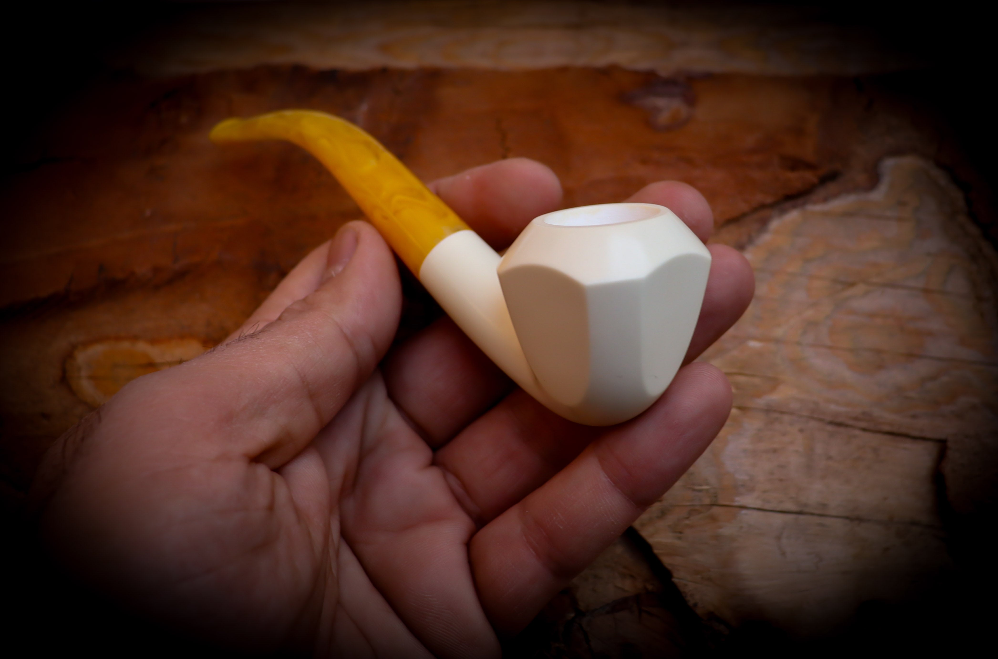 Smooth Special Handmade Panel Premium Block Meerschaum Pipe With Leather Case- Astaş Meerschaum
