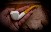 Smooth Special Handmade Panel Premium Block Meerschaum Pipe With Leather Case- Astaş Meerschaum