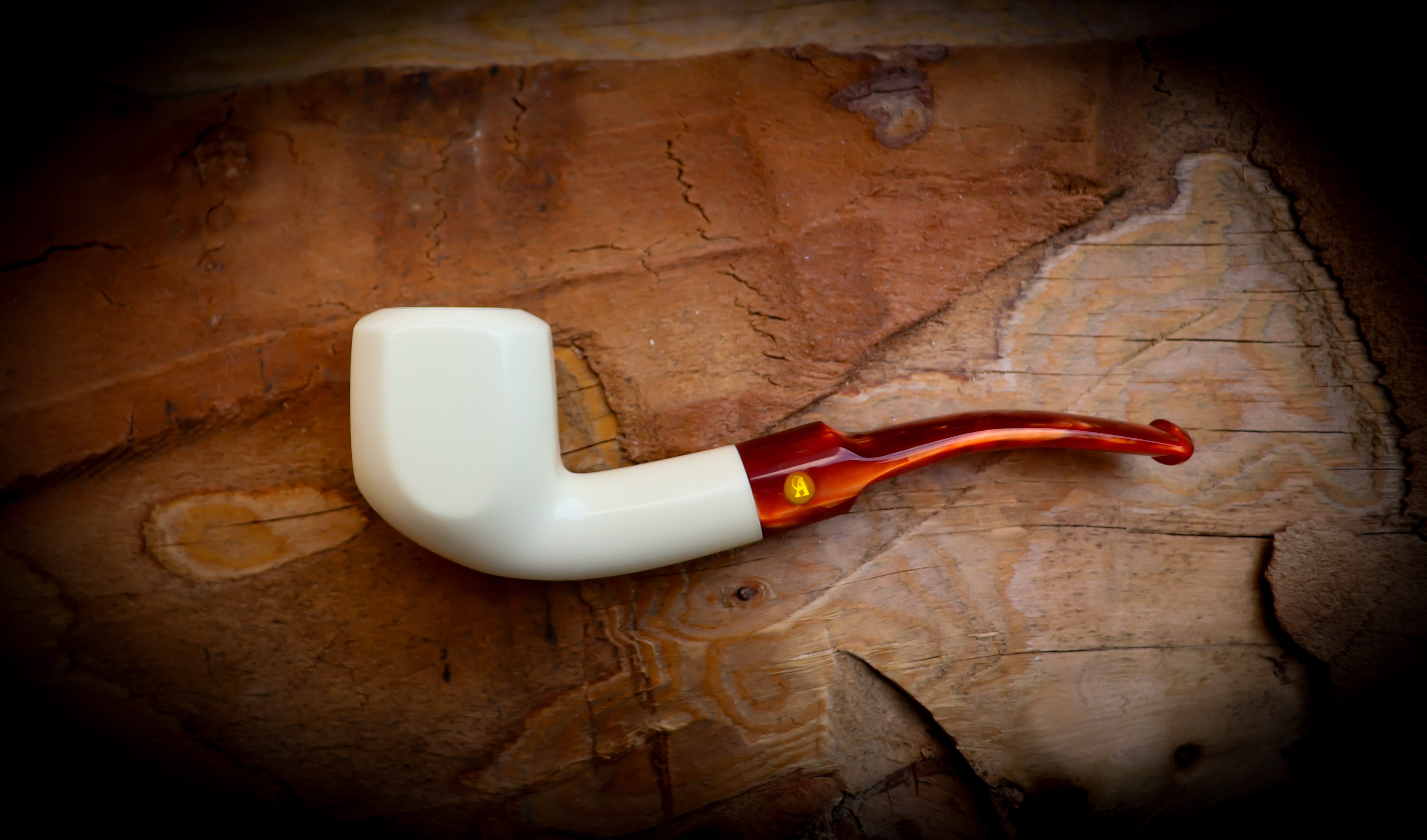 Smooth Special Handmade Panel Premium Block Meerschaum Pipe With Leather Case- Astaş Meerschaum
