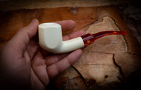 Smooth Special Handmade Panel Premium Block Meerschaum Pipe With Leather Case- Astaş Meerschaum