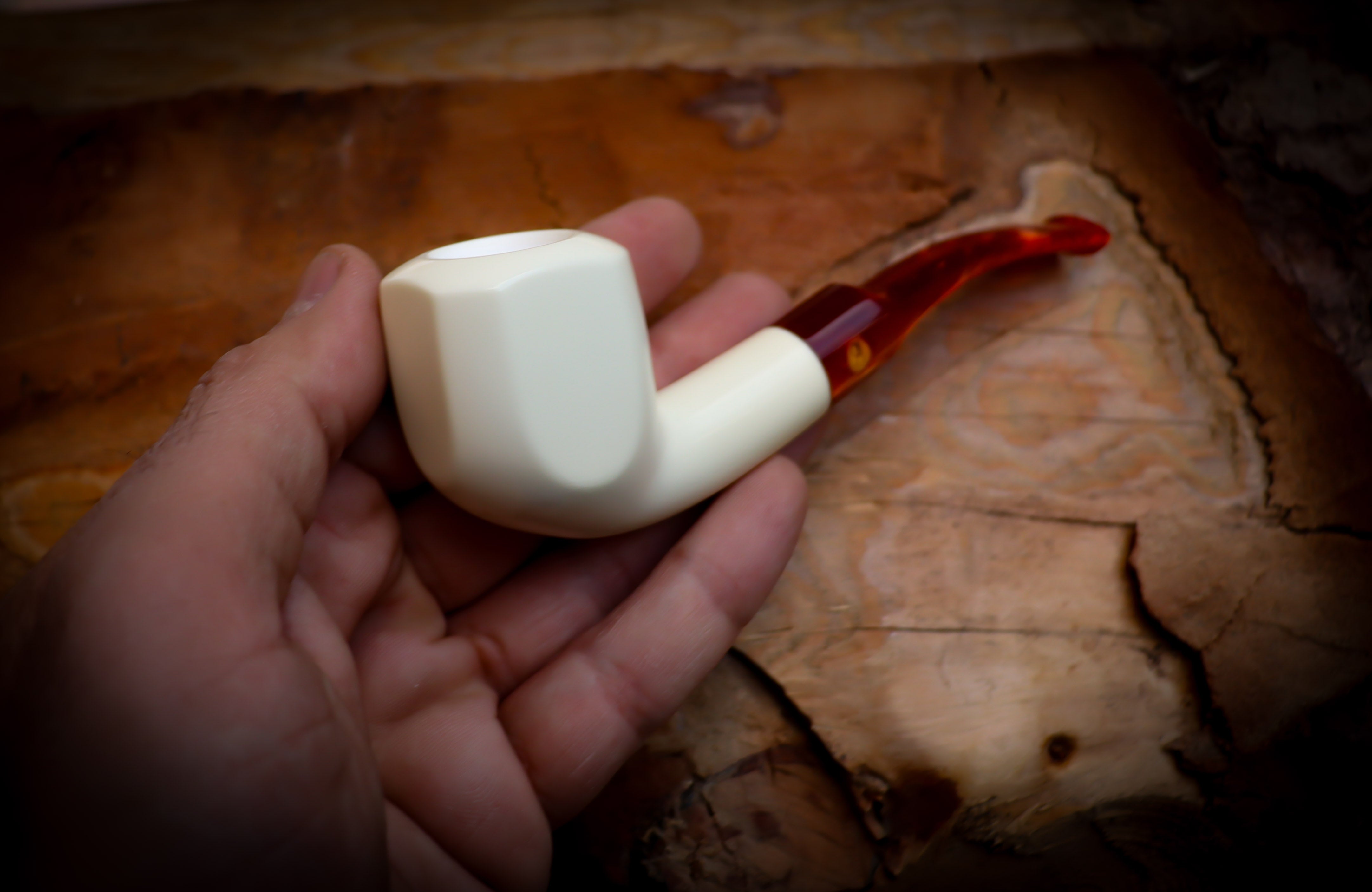 Smooth Special Handmade Panel Premium Block Meerschaum Pipe With Leather Case- Astaş Meerschaum