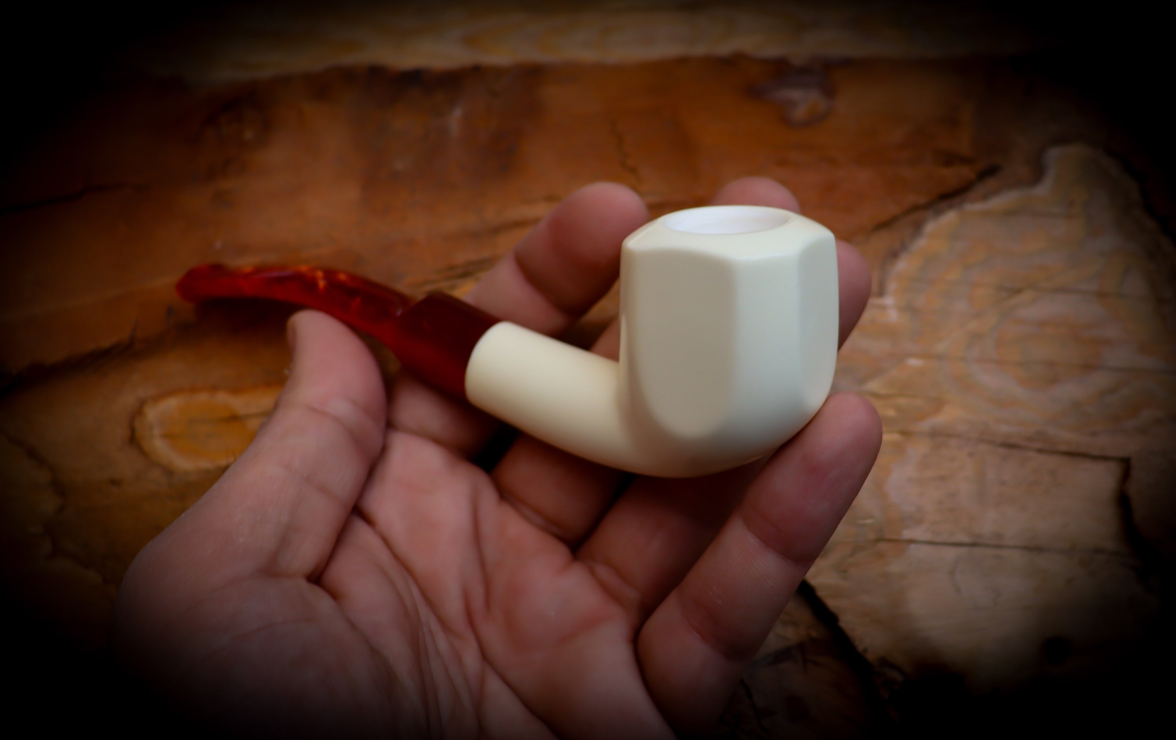 Smooth Special Handmade Panel Premium Block Meerschaum Pipe With Leather Case- Astaş Meerschaum