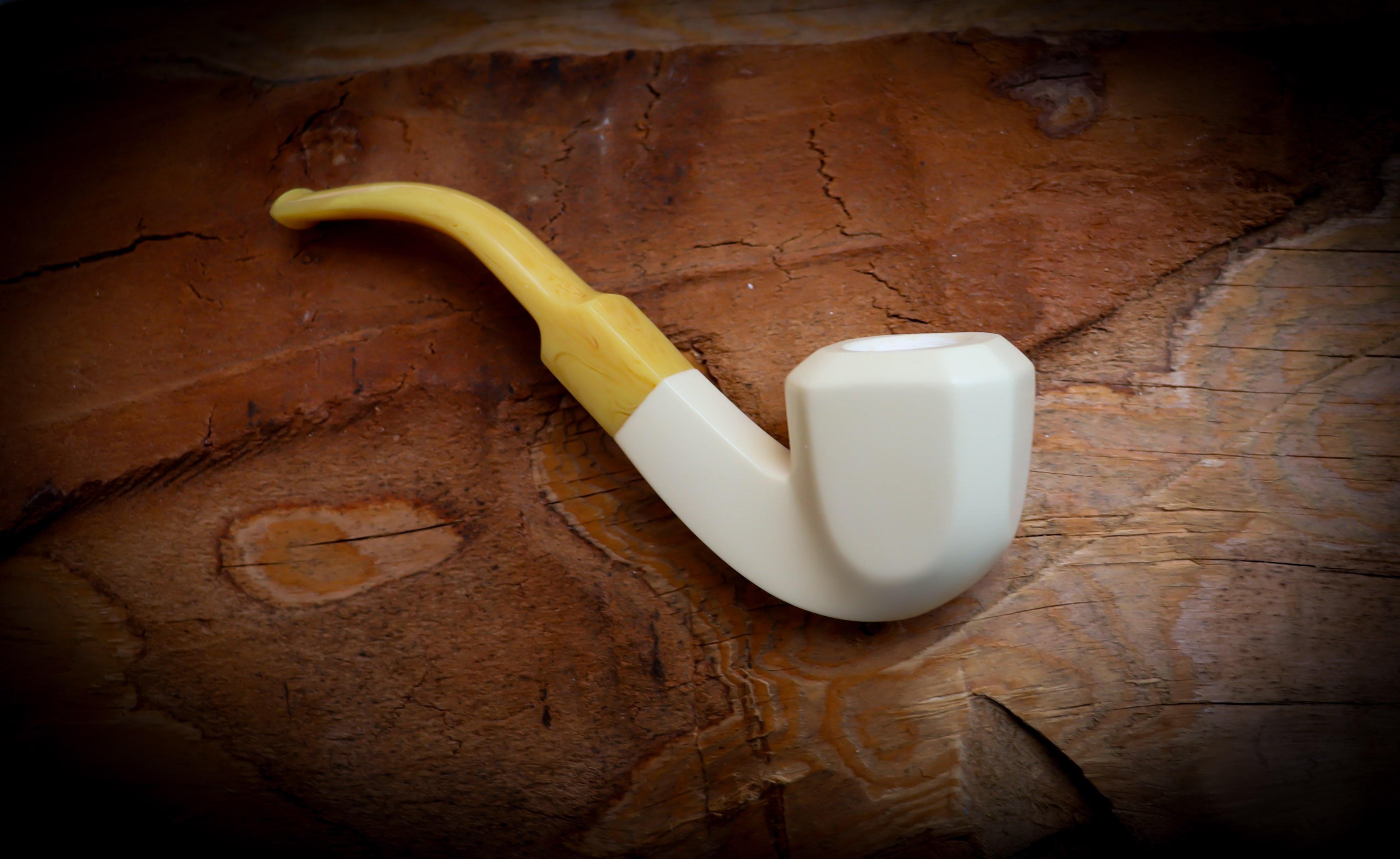 Smooth Special Handmade Panel Premium Block Meerschaum Pipe With Leather Case- Astaş Meerschaum