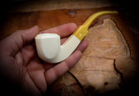 Smooth Special Handmade Panel Premium Block Meerschaum Pipe With Leather Case- Astaş Meerschaum