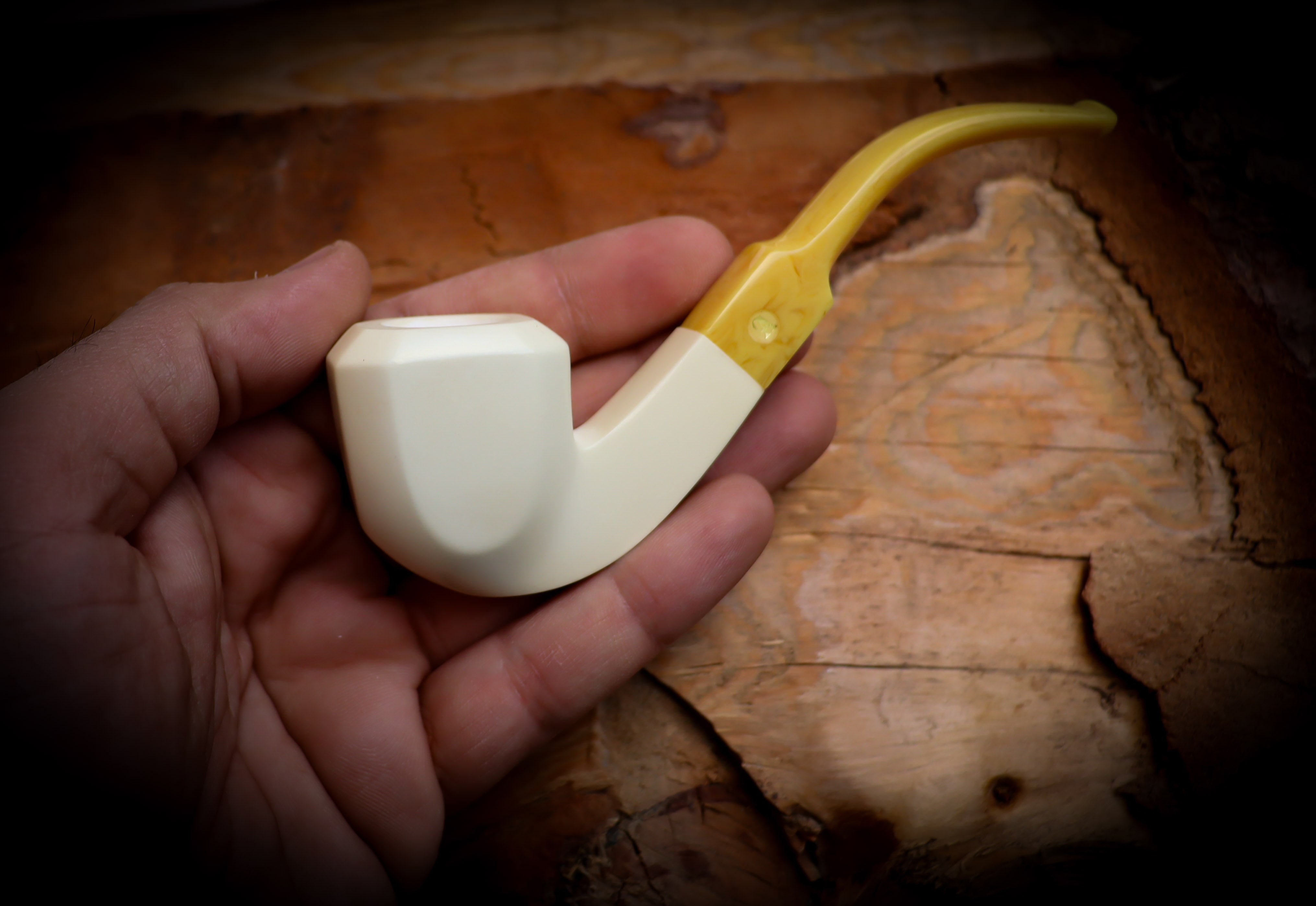 Smooth Special Handmade Panel Premium Block Meerschaum Pipe With Leather Case- Astaş Meerschaum