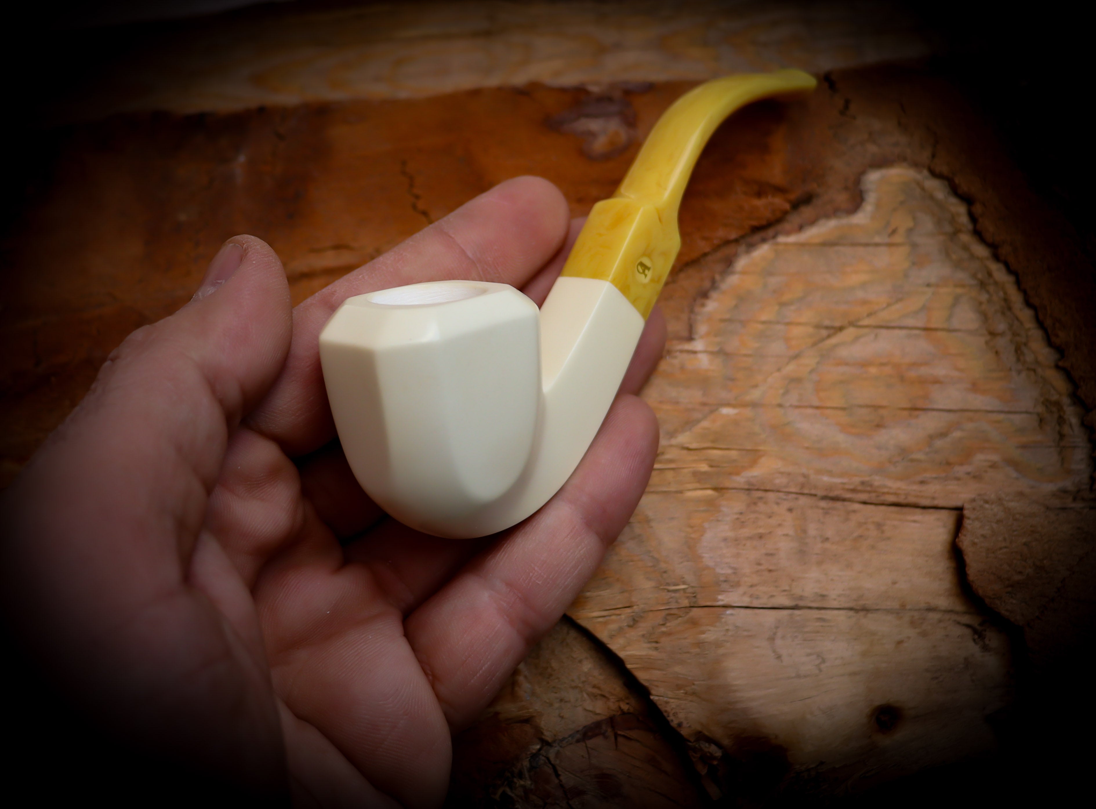 Smooth Special Handmade Panel Premium Block Meerschaum Pipe With Leather Case- Astaş Meerschaum