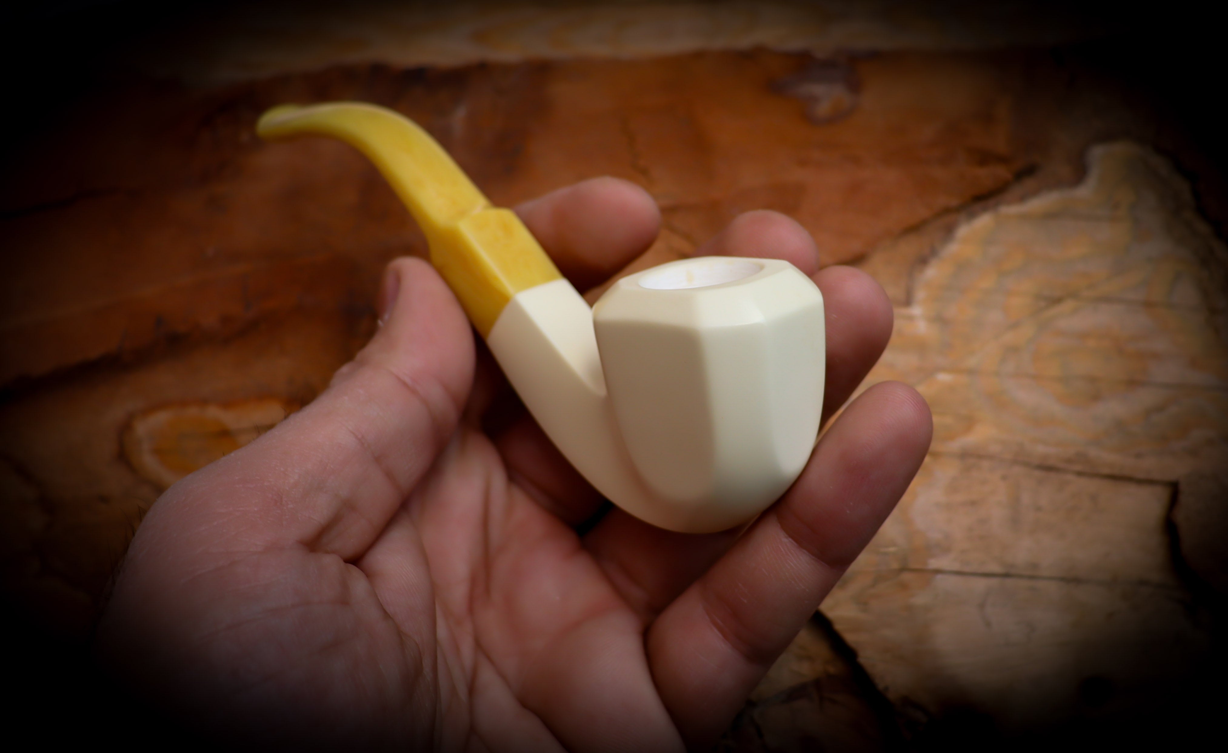 Smooth Special Handmade Panel Premium Block Meerschaum Pipe With Leather Case- Astaş Meerschaum
