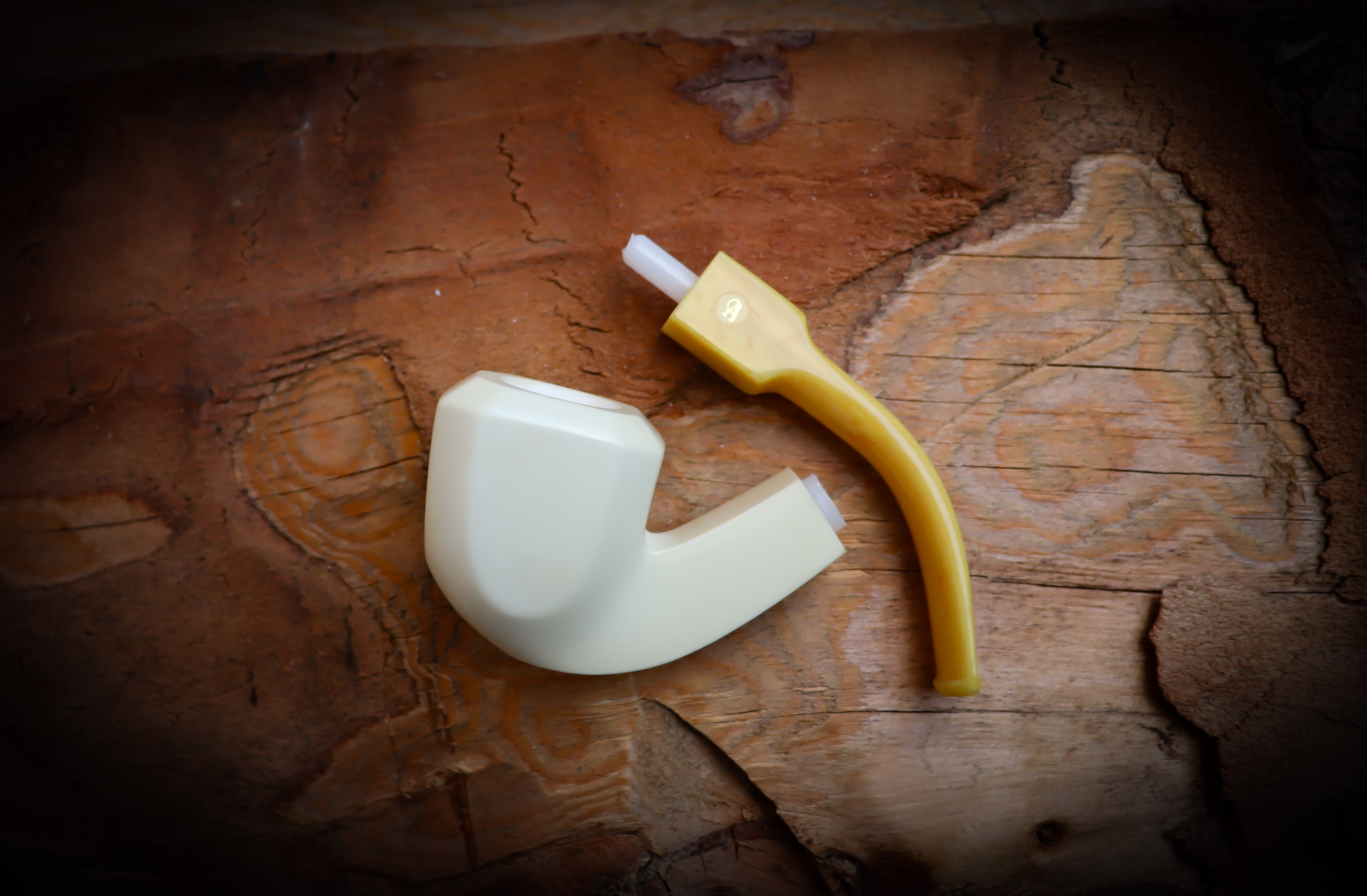 Smooth Special Handmade Panel Premium Block Meerschaum Pipe With Leather Case- Astaş Meerschaum