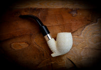 Silver Embriodered Handmade Freehand Premium Block Meerschaum Pipe With Leather Case-Astaş Meerschaum