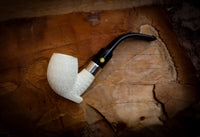Silver Embriodered Handmade Freehand Premium Block Meerschaum Pipe With Leather Case-Astaş Meerschaum