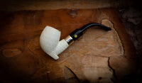 Silver Embriodered Handmade Freehand Premium Block Meerschaum Pipe With Leather Case-Astaş Meerschaum