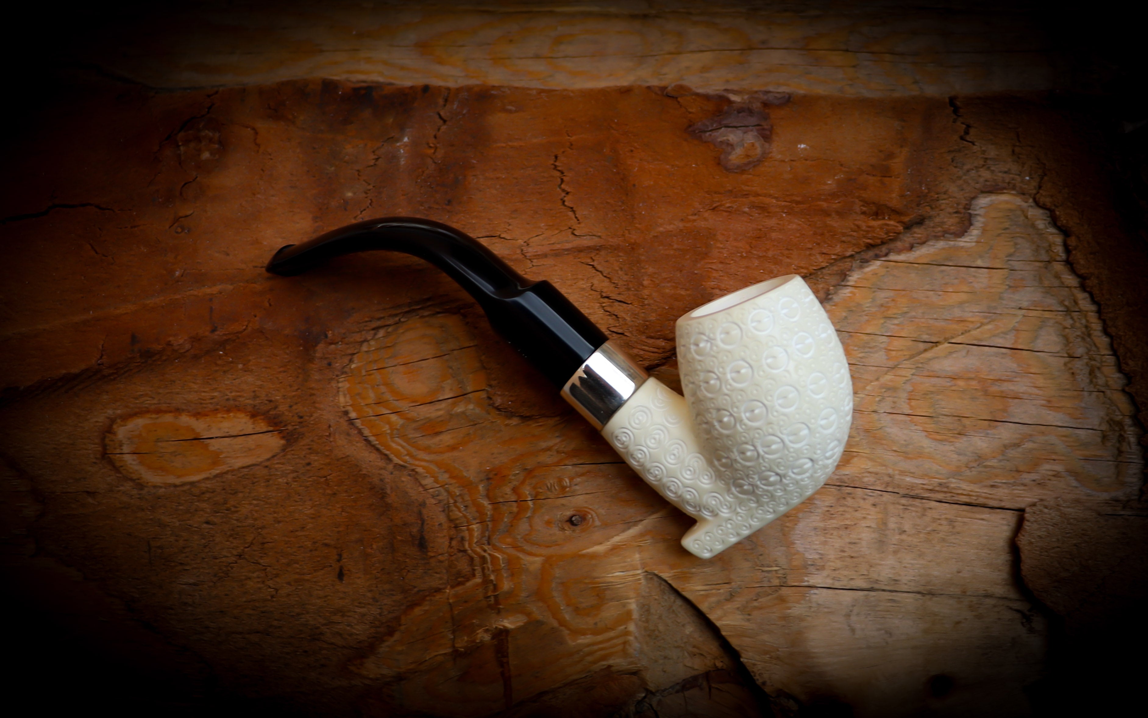 Silver Embriodered Handmade Freehand Premium Block Meerschaum Pipe With Leather Case-Astaş Meerschaum