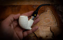 Silver Embriodered Handmade Freehand Premium Block Meerschaum Pipe With Leather Case-Astaş Meerschaum