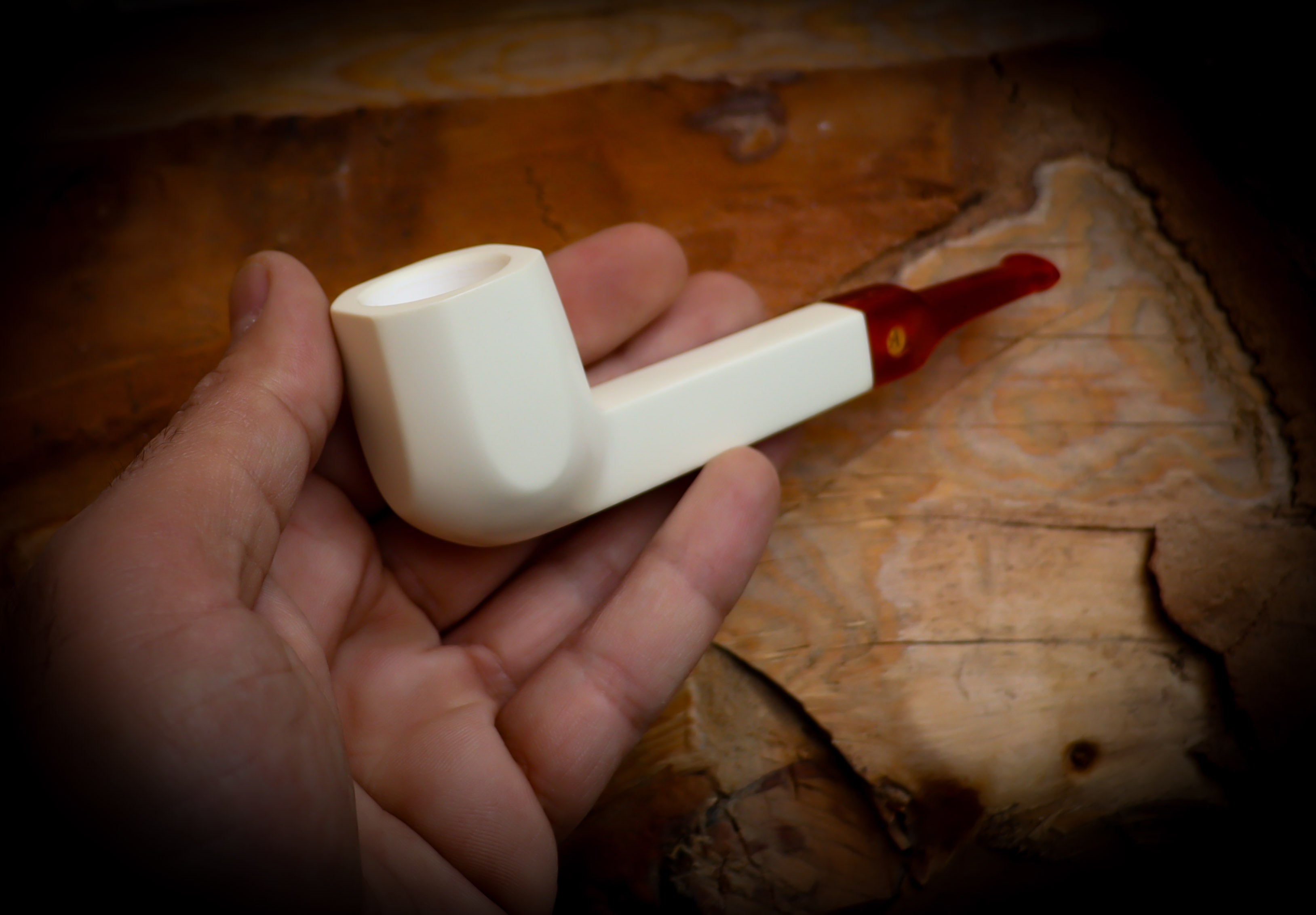 Smooth Special Handmade Canadian Panel Block Meerschaum Pipe With Leather Case-Astaş Meerschaum