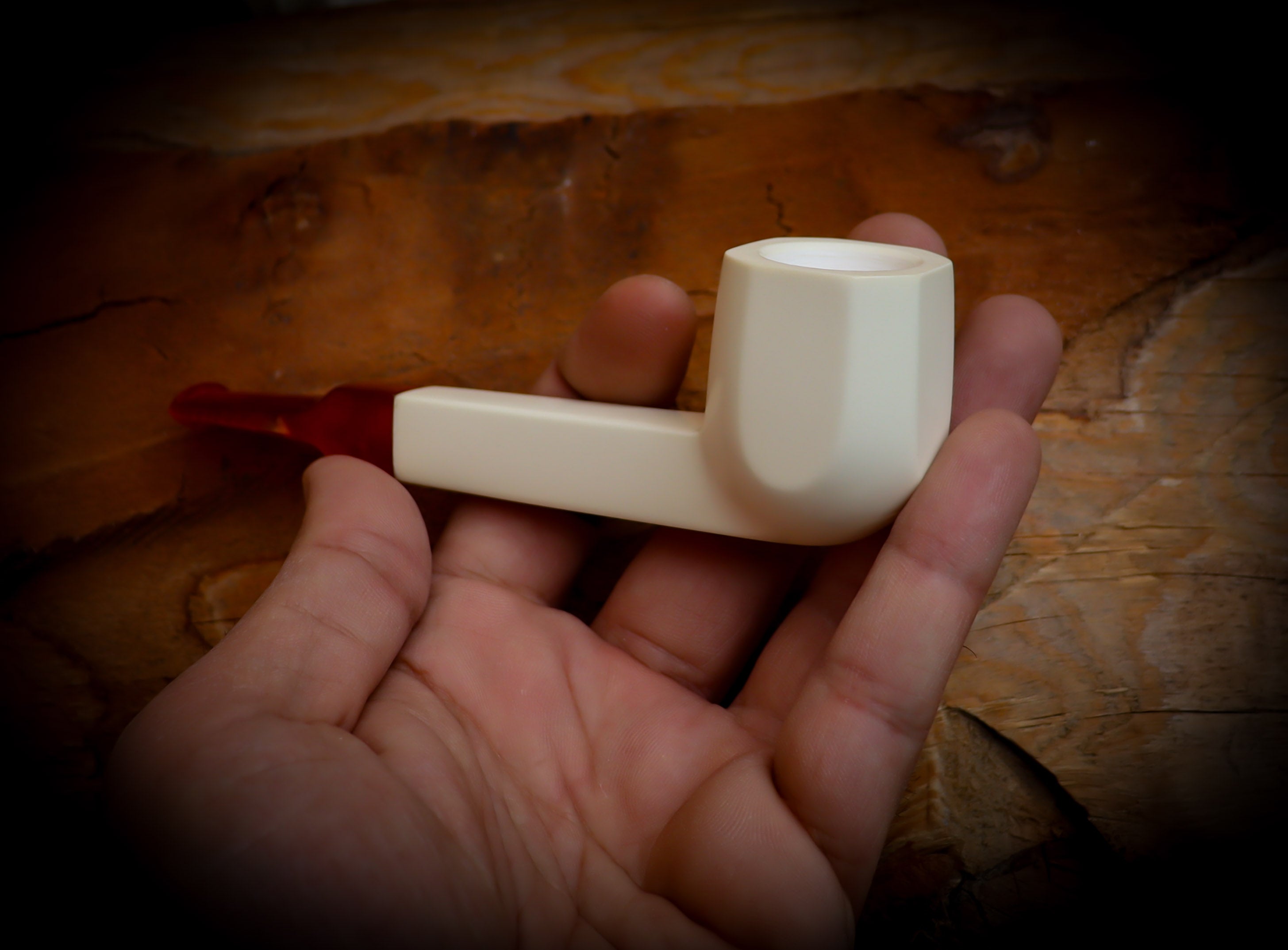 Smooth Special Handmade Canadian Panel Block Meerschaum Pipe With Leather Case-Astaş Meerschaum