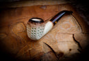9MM Meerschaum,Calcined Embriodered Handmade Panel Premium Block Meerschaum Pipe With Leather Box-Astaş Meerschaum