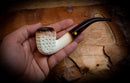 9MM Meerschaum,Calcined Embriodered Handmade Panel Premium Block Meerschaum Pipe With Leather Box-Astaş Meerschaum