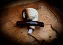 9MM Meerschaum,Calcined Embriodered Handmade Panel Premium Block Meerschaum Pipe With Leather Box-Astaş Meerschaum
